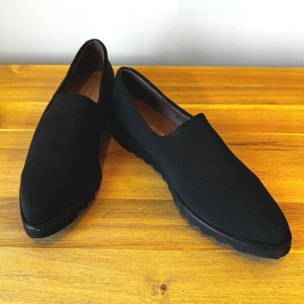 Donald J Pliner Belfast-D Women 9 M Black Textile Leather Pointed Flat Loafers - Picture 5 of 15